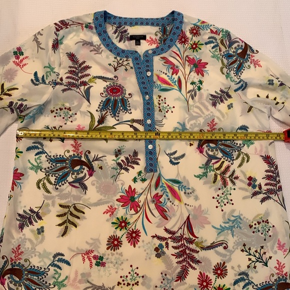 Talbots petit paisley/floral print long sleeves v neck blouse - Picture 7 of 10